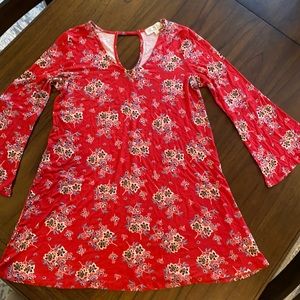 Size L, Pink Rose, Flare Sleeve, Mini T-Shirt Dress, Barely Worn